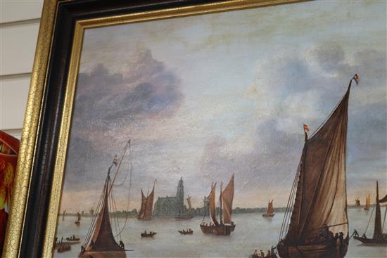 Continental School, oil on canvas, 17th century Flemish coastal scene, 45 x 54cm